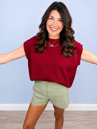 Upper Hand Sweater Top (Wine)