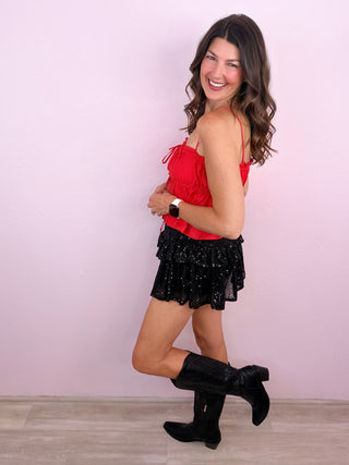Ruffle Sequin Skort