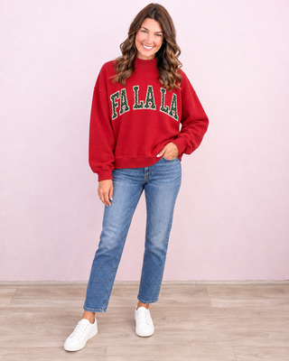 Premium FA LA LA Applique Patch Mock-neck Sweatshirt
