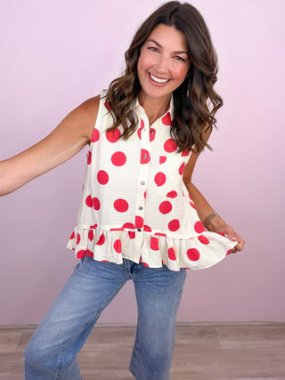 Sweet Spot Polka Dot Top (Red)