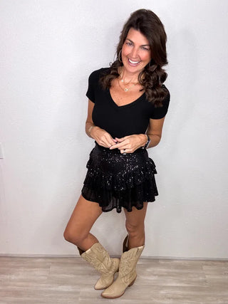 Ruffle Sequin Skort