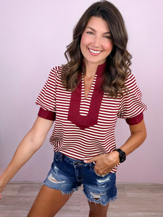 Stripe Crush Top (Burgundy)