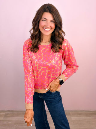 Wild About You Sequin Leopard Sweater