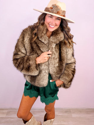 Satin & Lace Shorts - Green