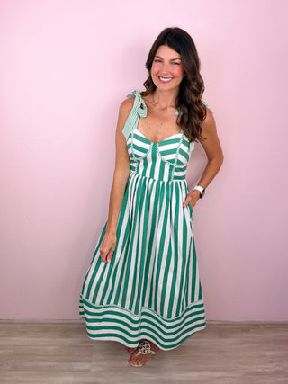 Radiant Rays Midi Dress (Green)