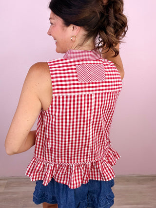 Lucky Charm Gingham Top (Red)