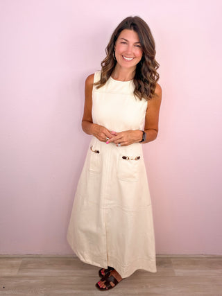 Charming Sophistication Midi Dress (Ecru)