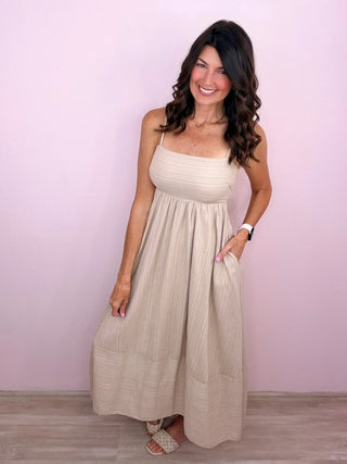 Sweet Simplicity Midi Dress (Sand)