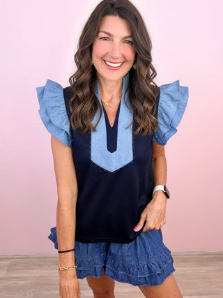 Sweet & Structured Top (Navy)
