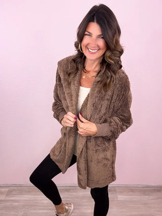 Teddy Bear Hooded Faux Fur Jacket