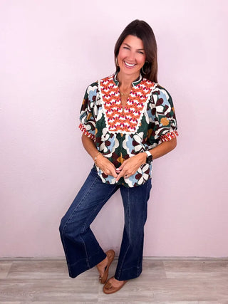 RISEN Tummy Control Wide Flare Denim