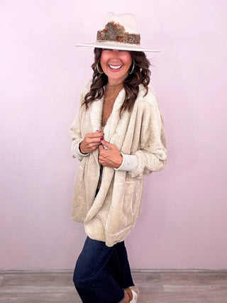 Teddy Bear Hooded Faux Fur Jacket