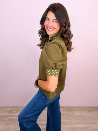 Let's Polka Top - Olive