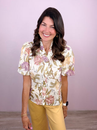 Golden Hour Floral Top (Ecru)