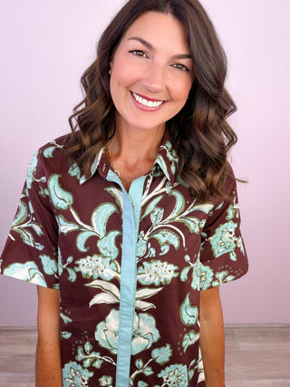 Printed Passage Midi Dress (Brown)