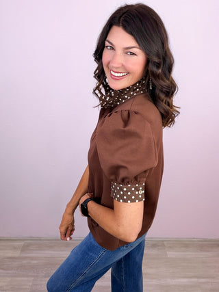 Let's Polka Top (Brown)