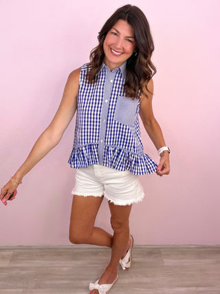 Lucky Charm Gingham Top (Navy)