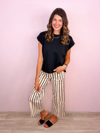Pinstripe Perfection Pants (Black)