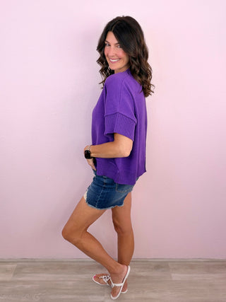 Everyday Essential Knit Top (Purple)