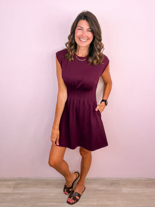 Elevated Throw On Dress (Burgundy)