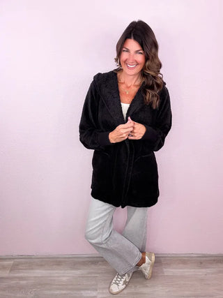 Teddy Bear Hooded Faux Fur Jacket