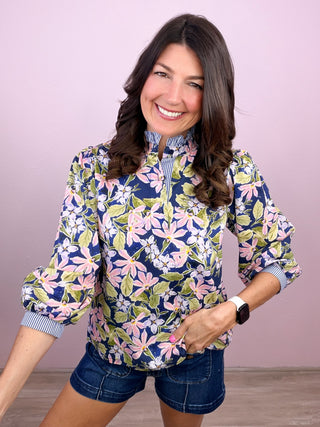 Petals & Pinstripes Top