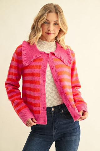 The Bright Side Ruffle Collar Cardigan