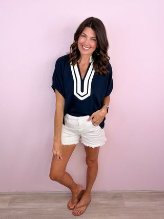 Effortless Details Top (Navy)