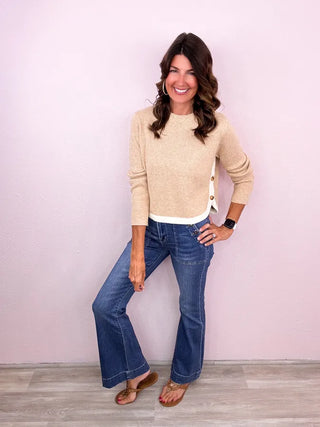 MICA Button Patch Pocket Flare Denim