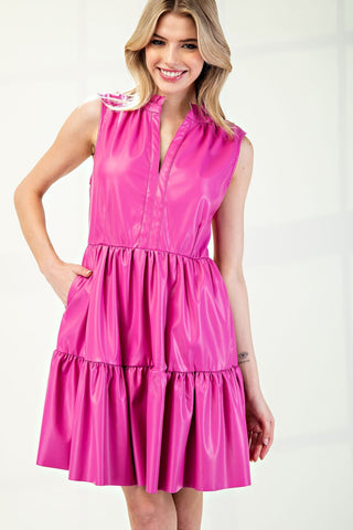 Refined Style Faux Leather Dress