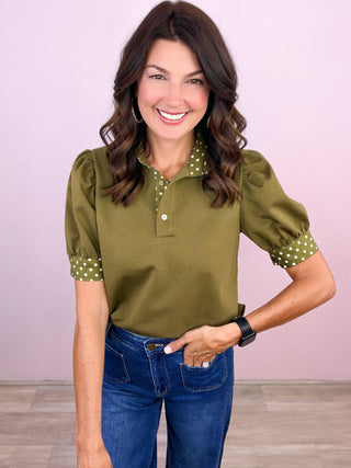 Let's Polka Top (Olive)