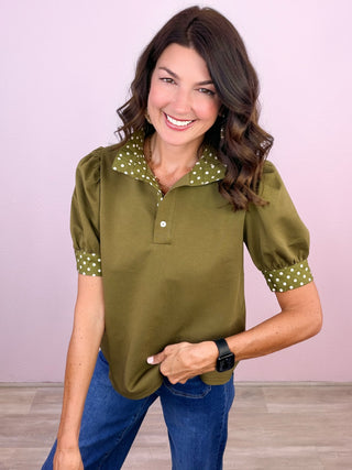 Let's Polka Top (Olive)