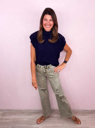 MICA Olive Wide Leg Denim