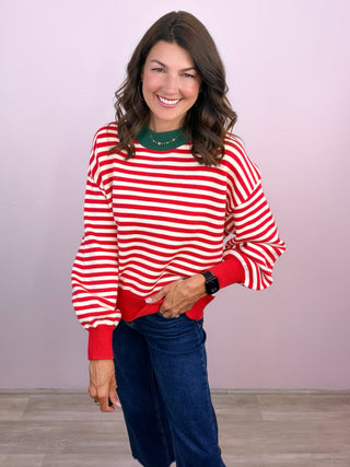 Social Stripe Sweater (Red)