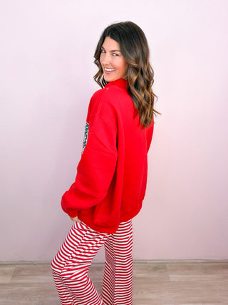 Premium FA LA LA Applique Patch Mock-neck Sweatshirt