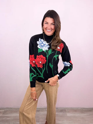 Bold Blooms Sweater