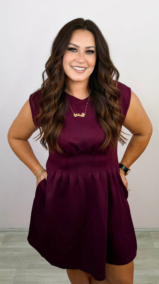 Elevated Throw On Dress (Burgundy)