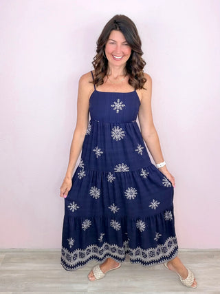 Border Print Maxi Dress