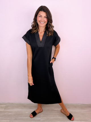 Effortlessly Elevated Midi Dress (Black)