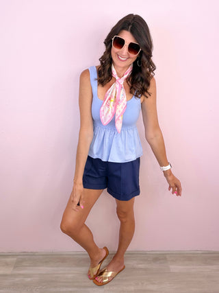 Darling Days Peplum Top (Blue)