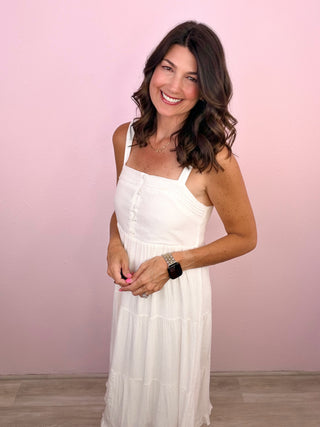 Sunshine Stroll Midi Dress (Ivory)