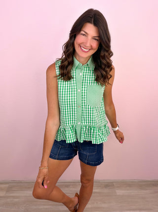 Lucky Charm Gingham Top (Green)