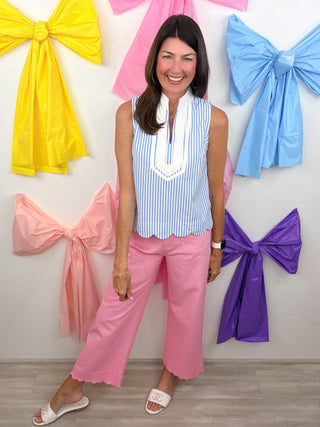 Preppy Stripe Scallop Top