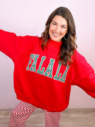Premium FA LA LA Applique Patch Mock-neck Sweatshirt