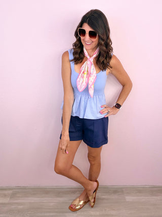 Darling Days Peplum Top (Blue)