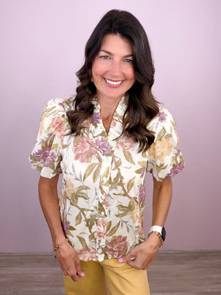 Golden Hour Floral Top (Ecru)