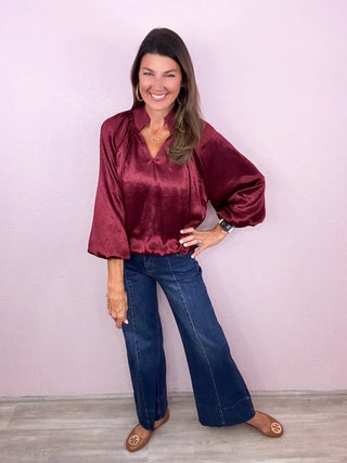 RISEN Tummy Control Wide Flare Denim