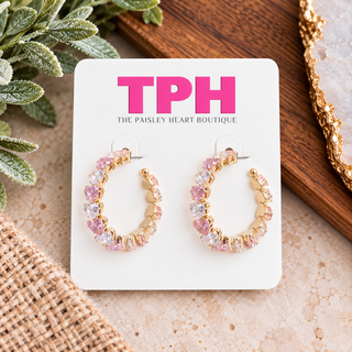 Heart in Heart Crystal Hoop Earrings