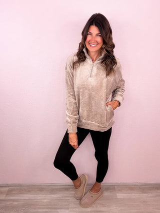 Faux Fur Half Zip Pullover