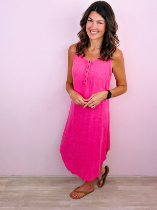 Simple Style Midi Dress (Pink)